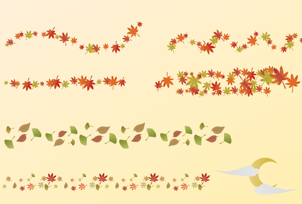 秋のイラスト素材セット50種 - 季節の挿絵・デザイン高解像度PNG or ベクターイラスト素材集