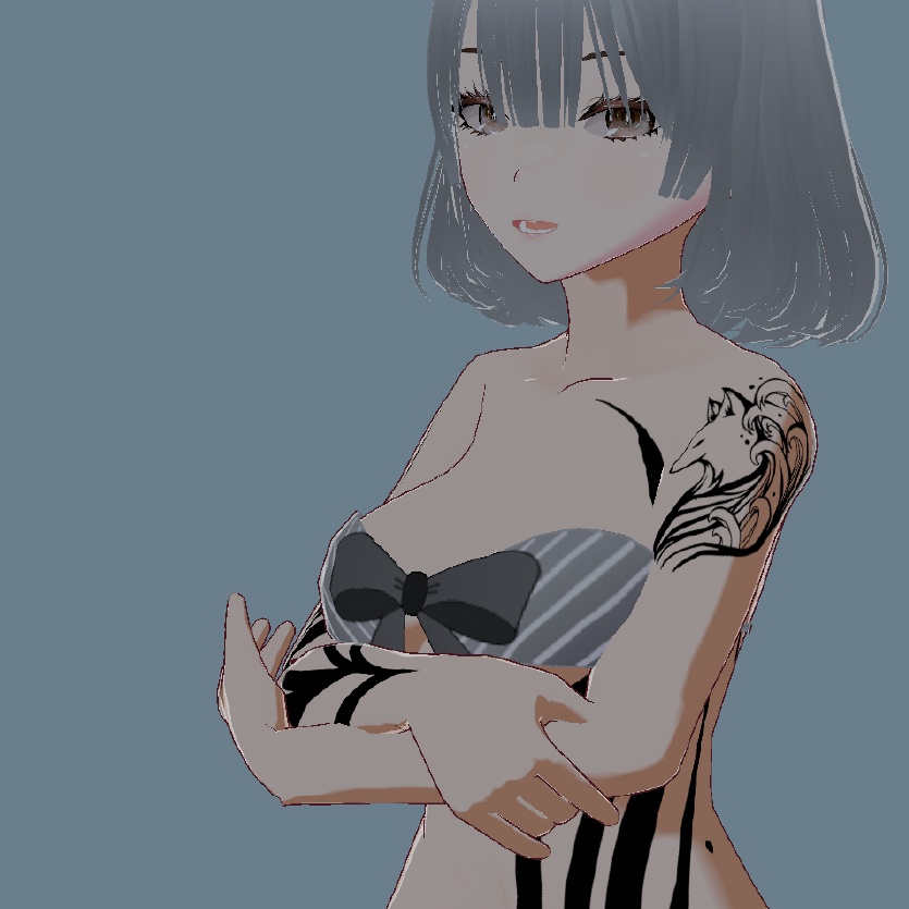 波狐 - クールな波と狐のVRoidタトゥーテクスチャ - 高解像度png or ベクター