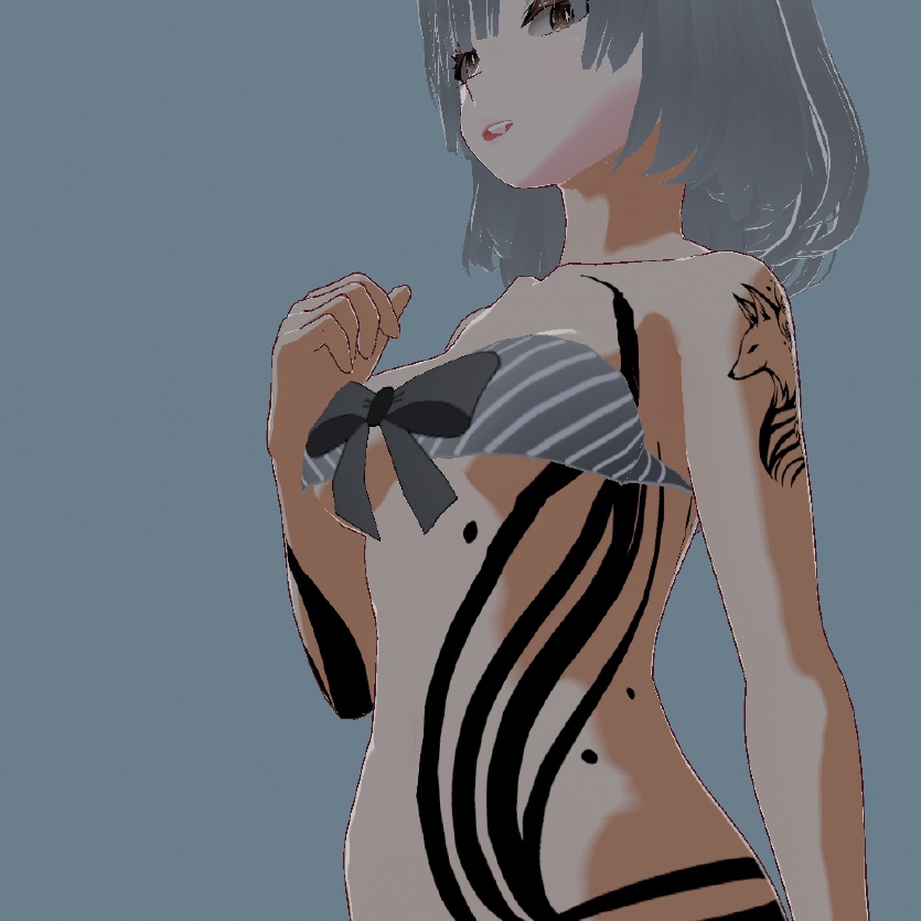 波狐 - クールな波と狐のVRoidタトゥーテクスチャ - 高解像度png or ベクター