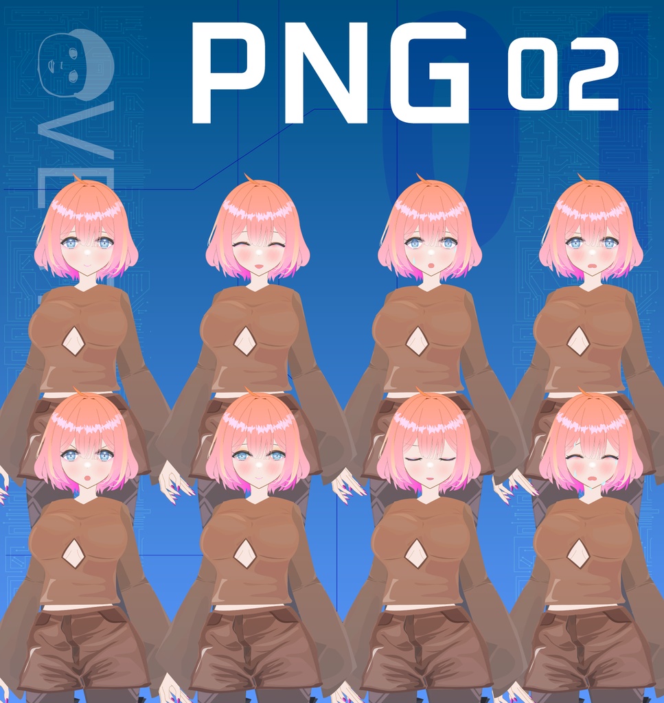 VECTOROID01 - 女の子のキャラクター立ち絵イラスト - 高解像度PNG or ai(ベクター)