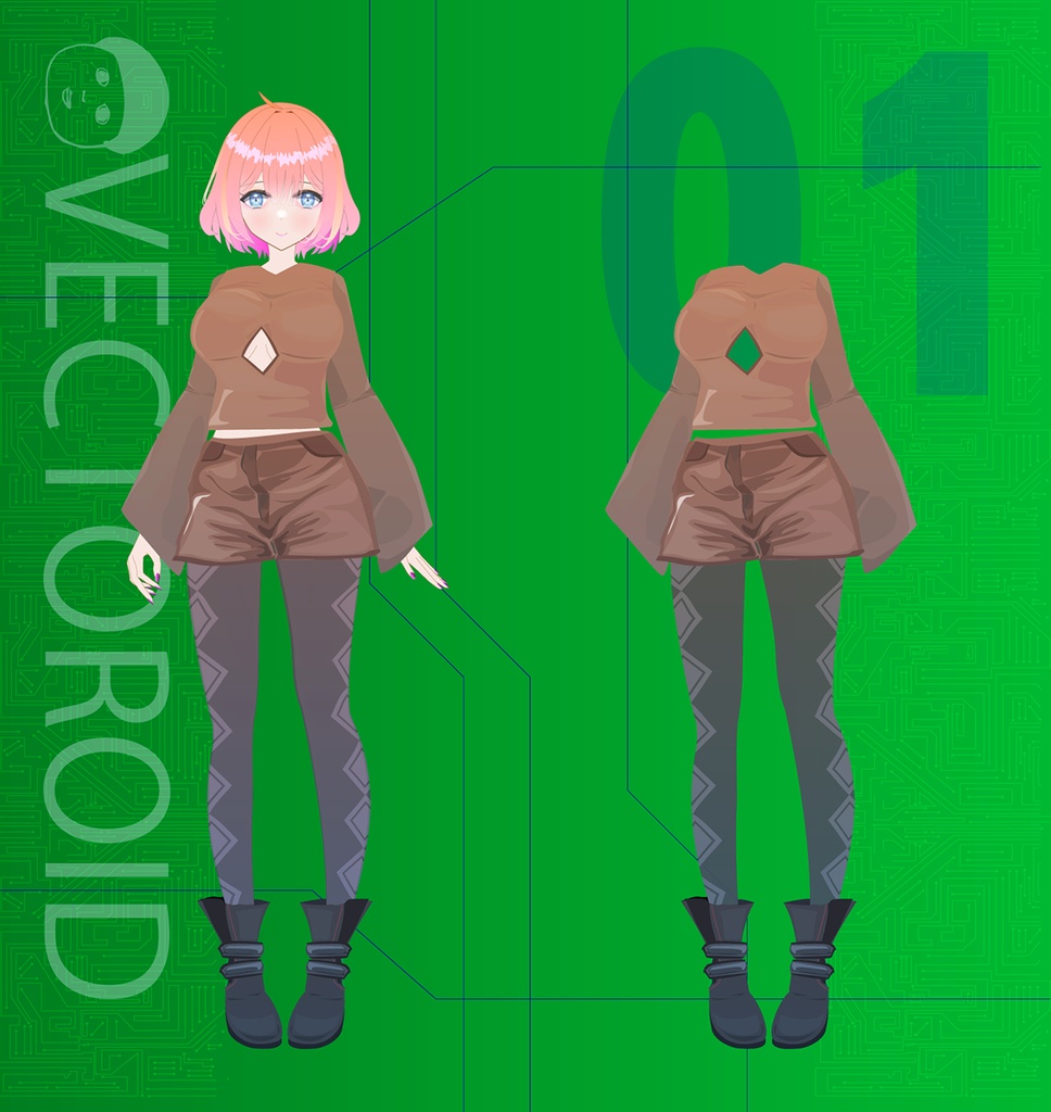 VECTOROID01 - 女の子のキャラクターイラスト - ai(ベクター形式)