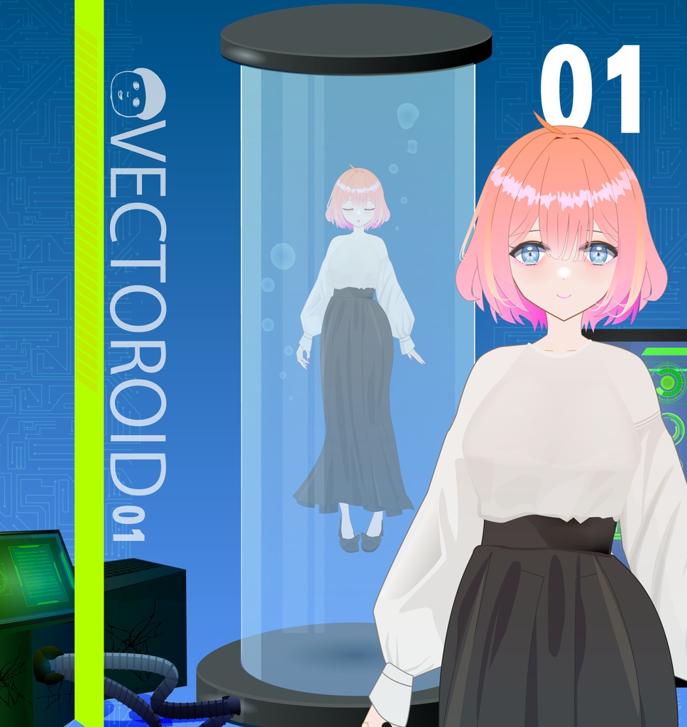 VECTOROID01 - 女の子のキャラクターイラスト - ai(ベクター形式)