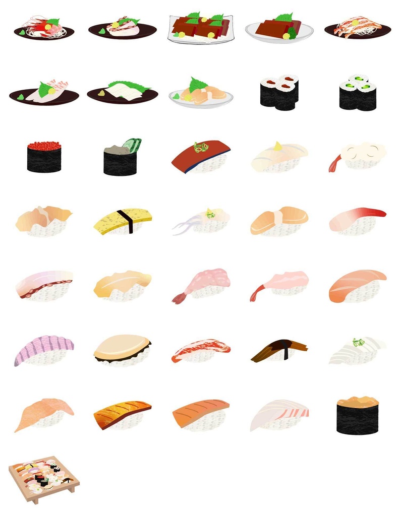 和食イラスト152種類セット - PNG高解像度350 or Ai(ベクター)