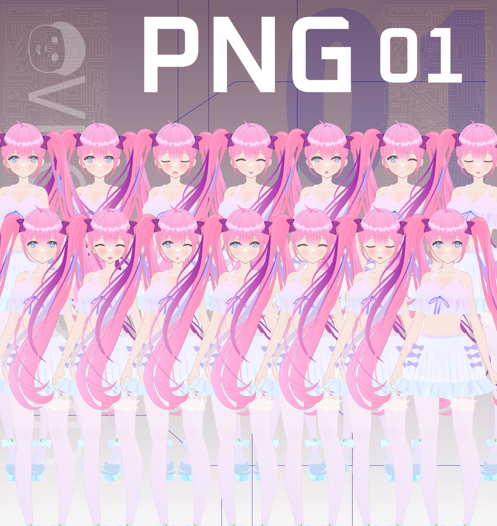 VECTOROID01-2 - ツインテールの女の子のキャラクター立ち絵 - 高解像度PNG or ai(ベクター)