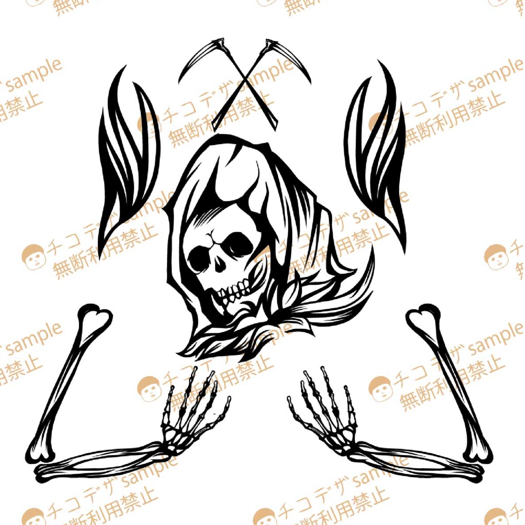 Hand of Reaper - 死神の手のVRoidタトゥー pngセット or ベクター