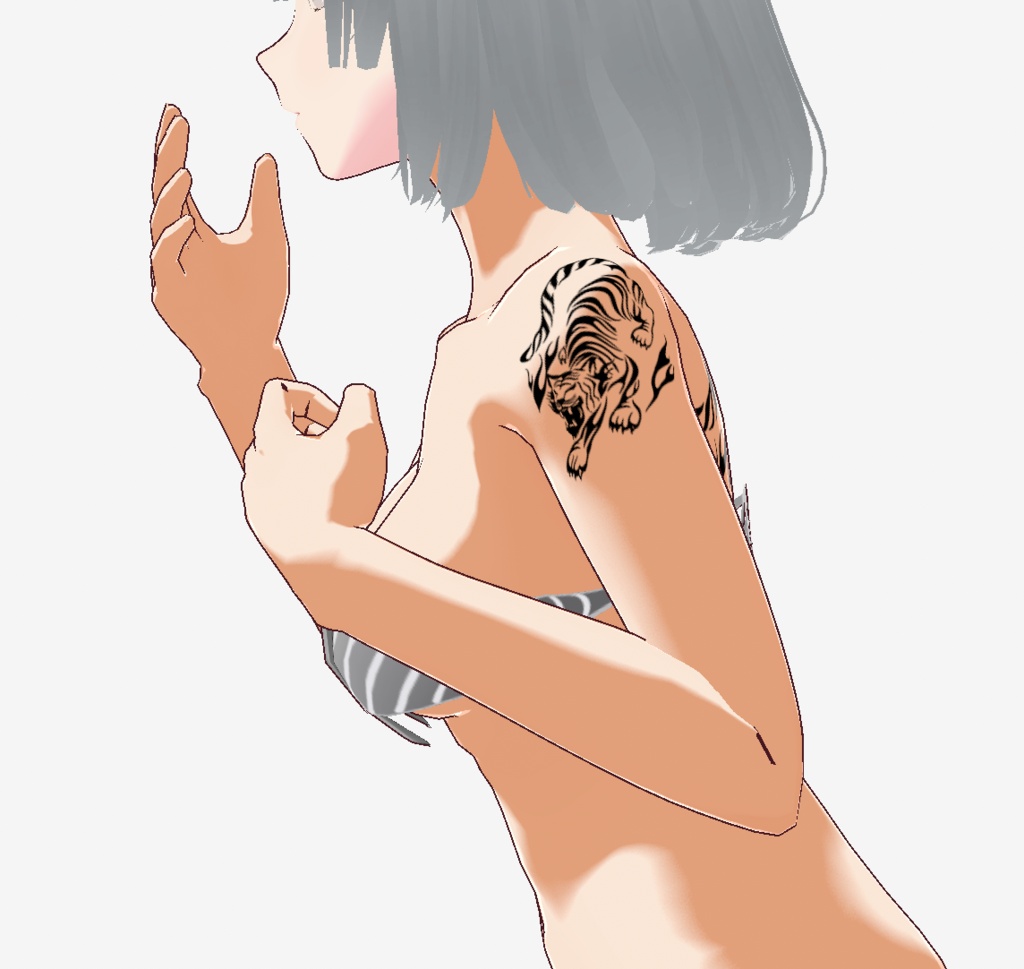 白虎のワンポイントタトゥ - VRoidテクスチャ - 高解像度png or ai