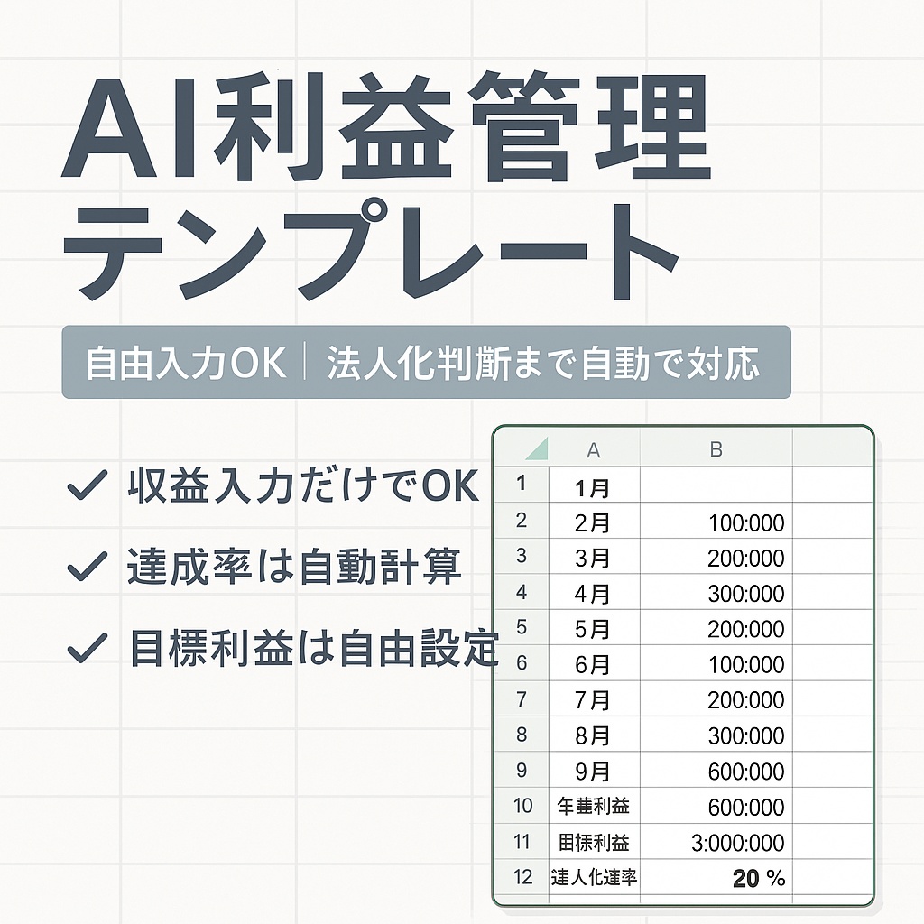 AI利益管理テンプレート｜年間利益・法人化判断まで自動可視化