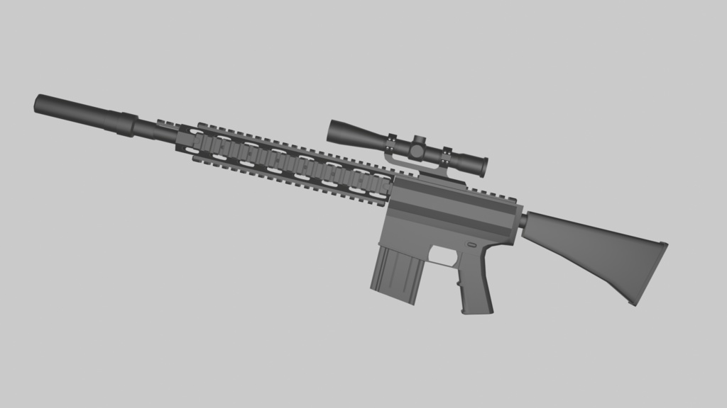 SR-25風　銃　3Dモデル