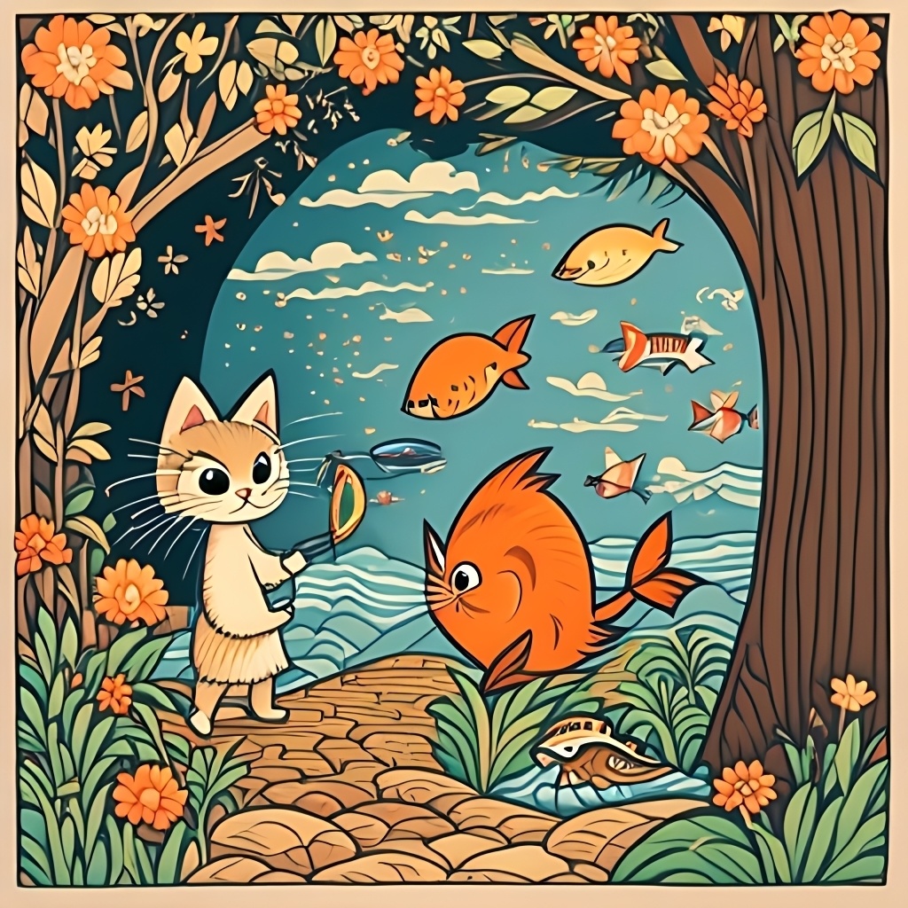 猫サーフィンサバトラとら猫サーファー猫夏日本画絵画原画海