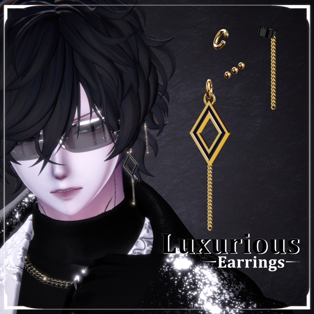 ✦9アバター対応「Luxurious Earring」VRC想定 3Dアクセサリー ピアス イヤリング