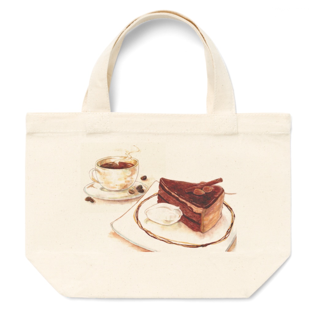 チョコケーキとホットコーヒーのトート