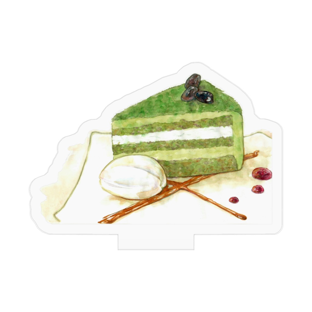 抹茶ケーキのアクリルスタンド