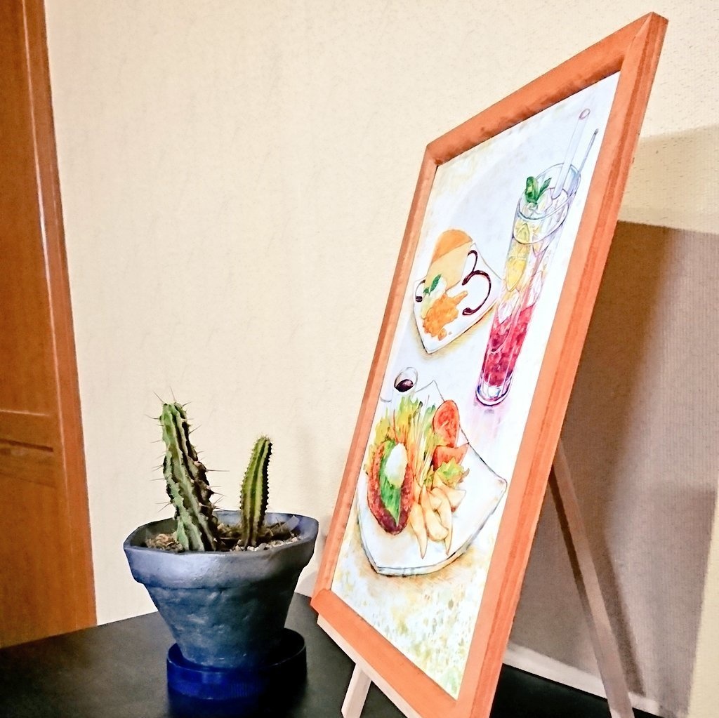 おろしそハンバーグセットの額入りイラスト