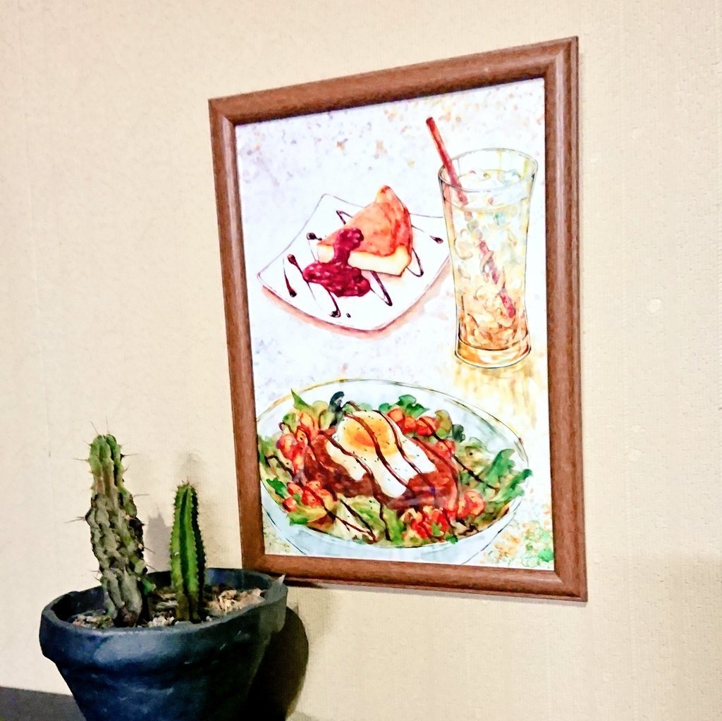 ロコモコ丼セットの額入りイラスト