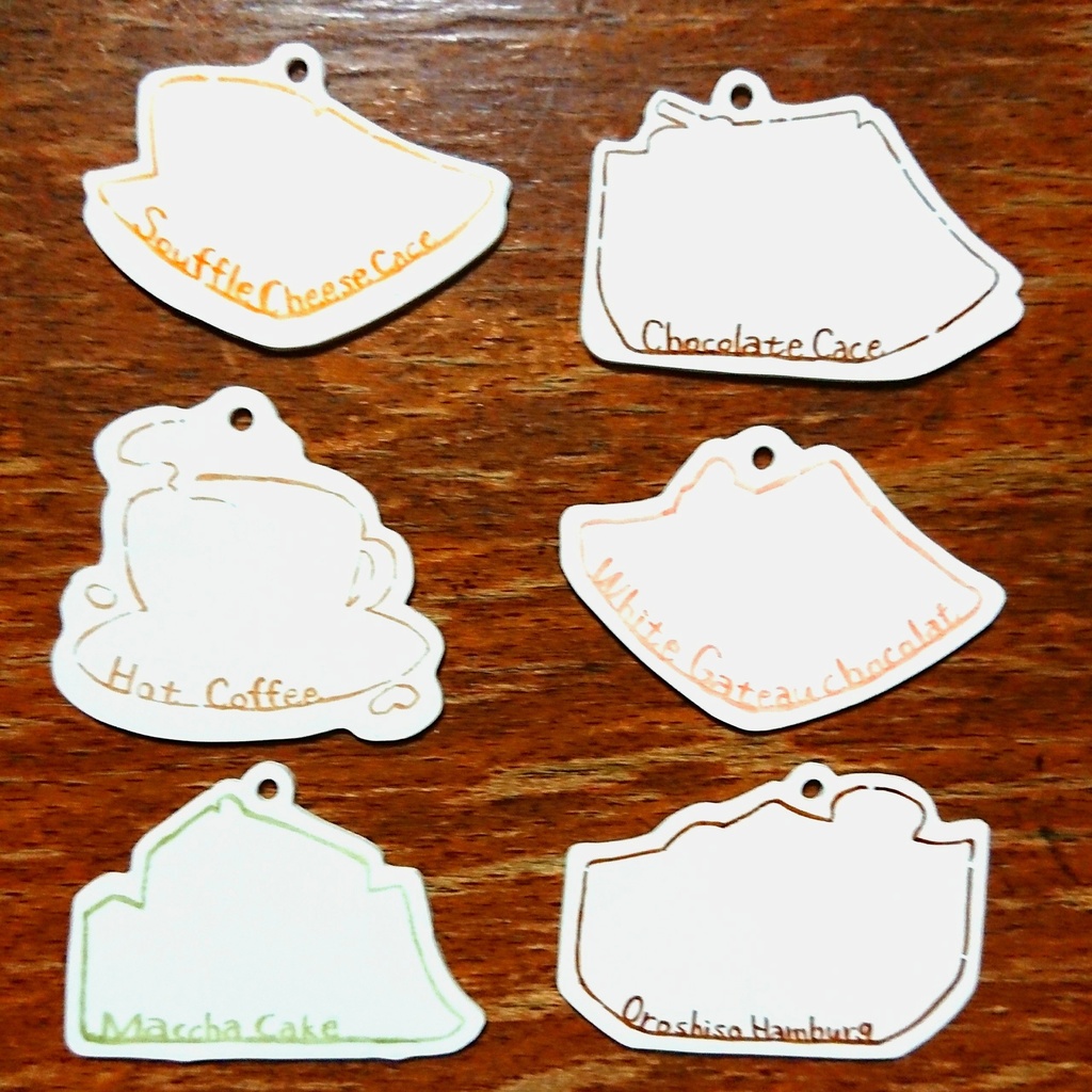 カフェメニュー絵のプラ板ストラップ