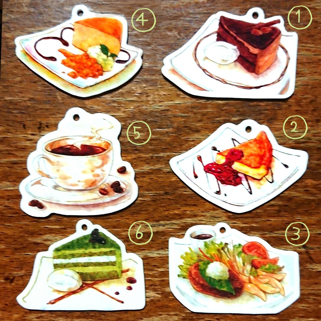 カフェメニュー絵のプラ板ストラップ