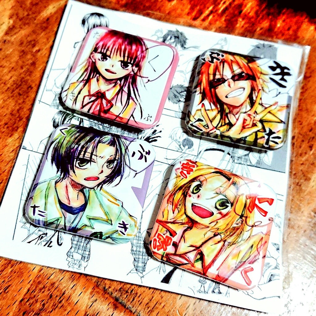 帰宅部の缶バッジイラスト額入り原画