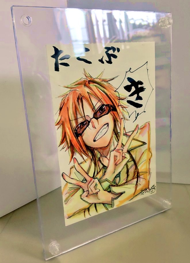 帰宅部の缶バッジイラスト額入り原画