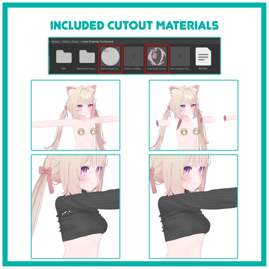 「シフォン | ライム」Croptop Turtleneck Sweater for Chiffon & Lime