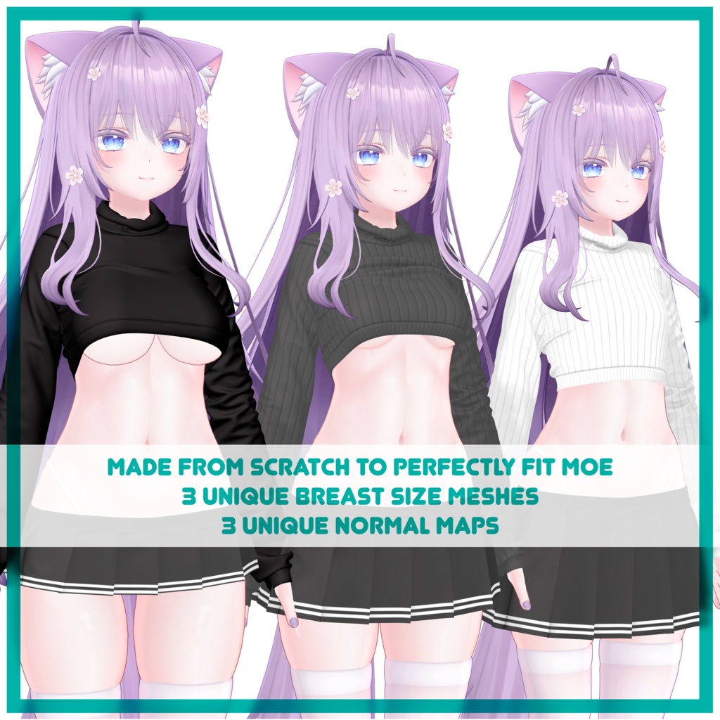 「萌」Croptop Turtleneck Sweater for Moe