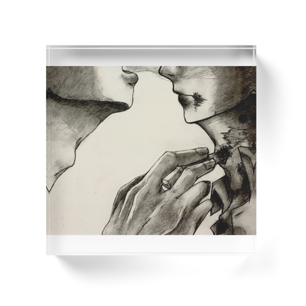 煙草を押し付けるアクリルブロック