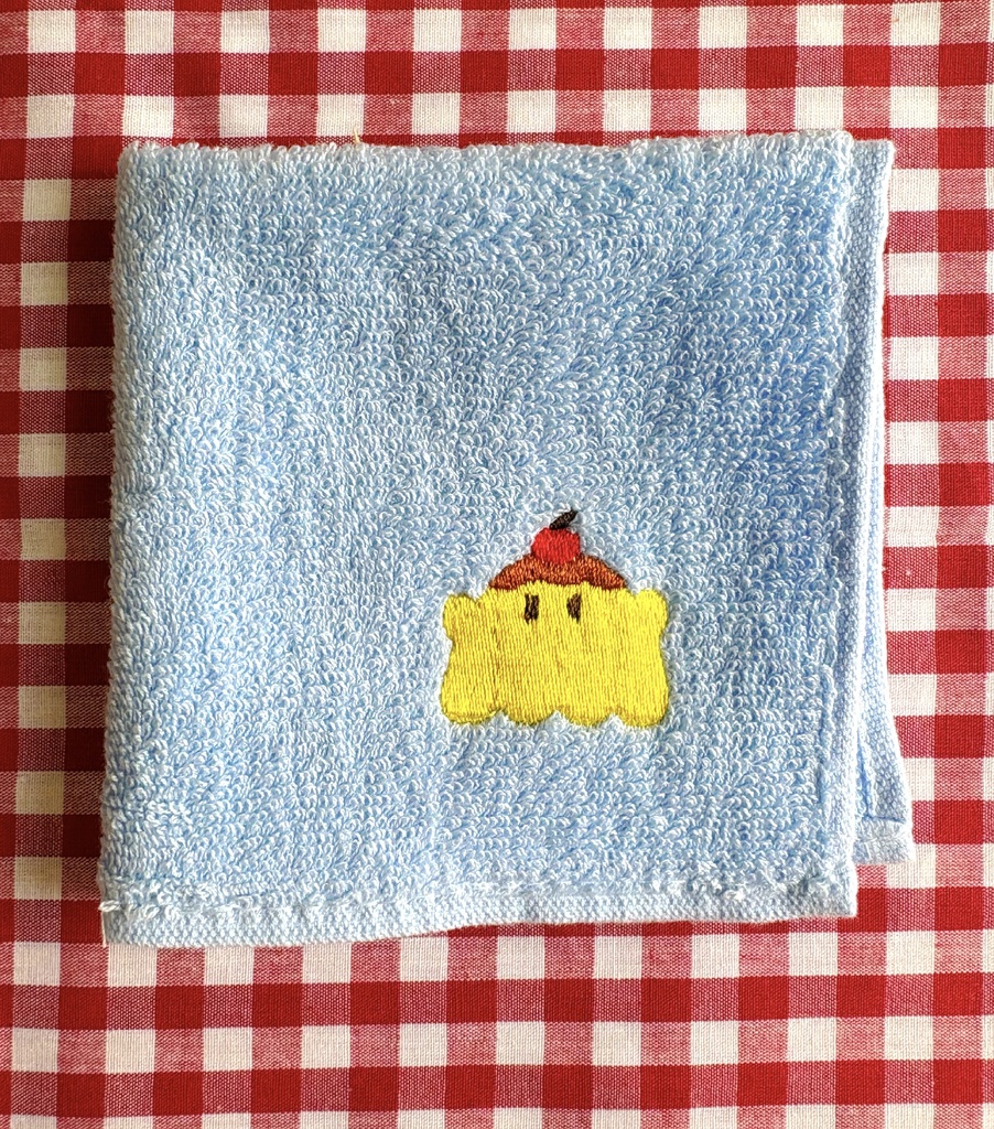 バケメシ刺繍ハンカチ_プリン