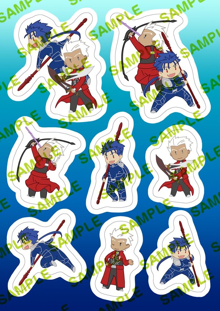 【Fate】カットシール ①②セット【槍弓 現パロ・霊衣】