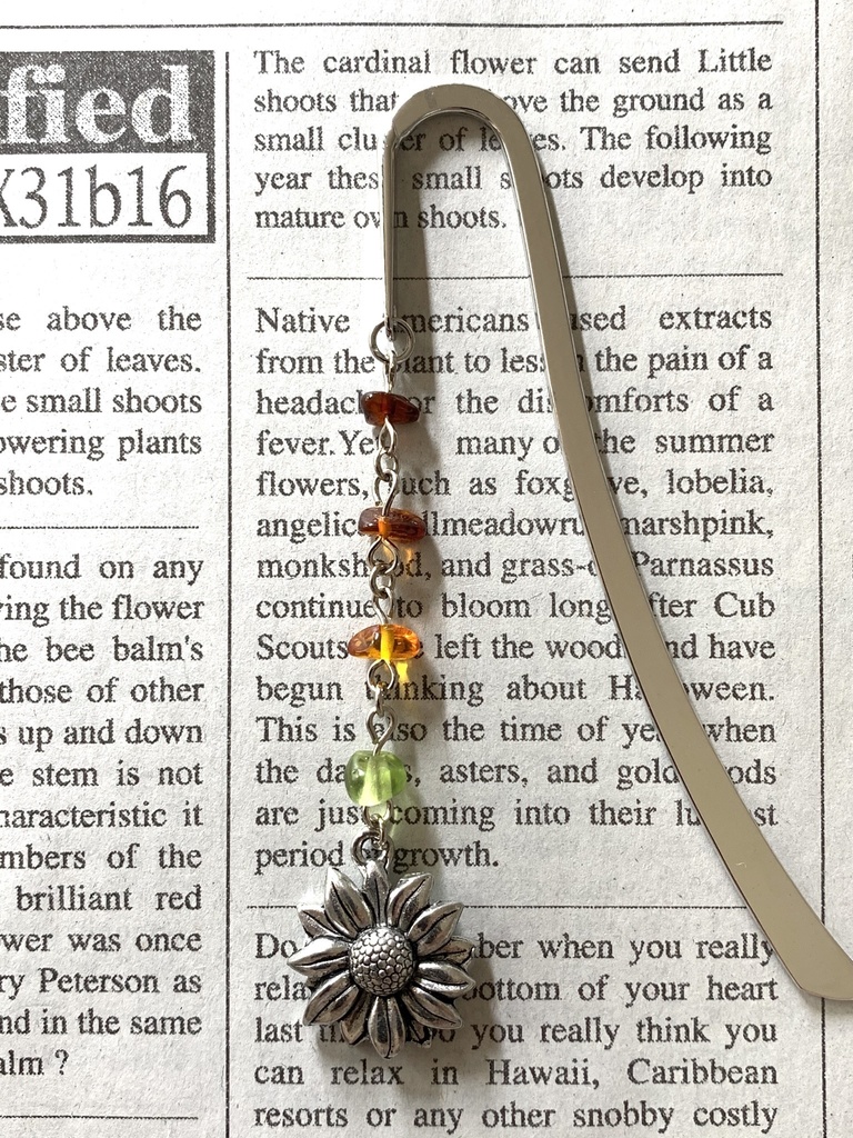 【再販】琥珀とペリドットとヒマワリのしおり