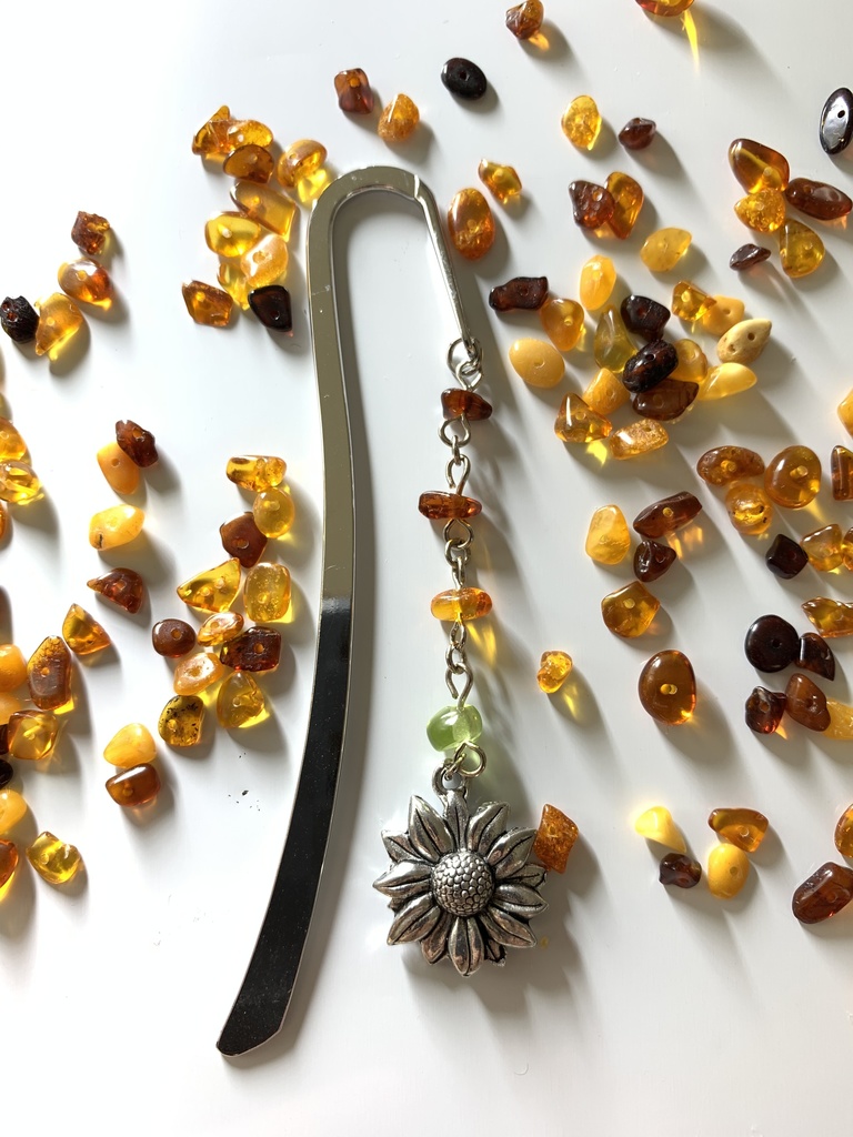 【再販】琥珀とペリドットとヒマワリのしおり