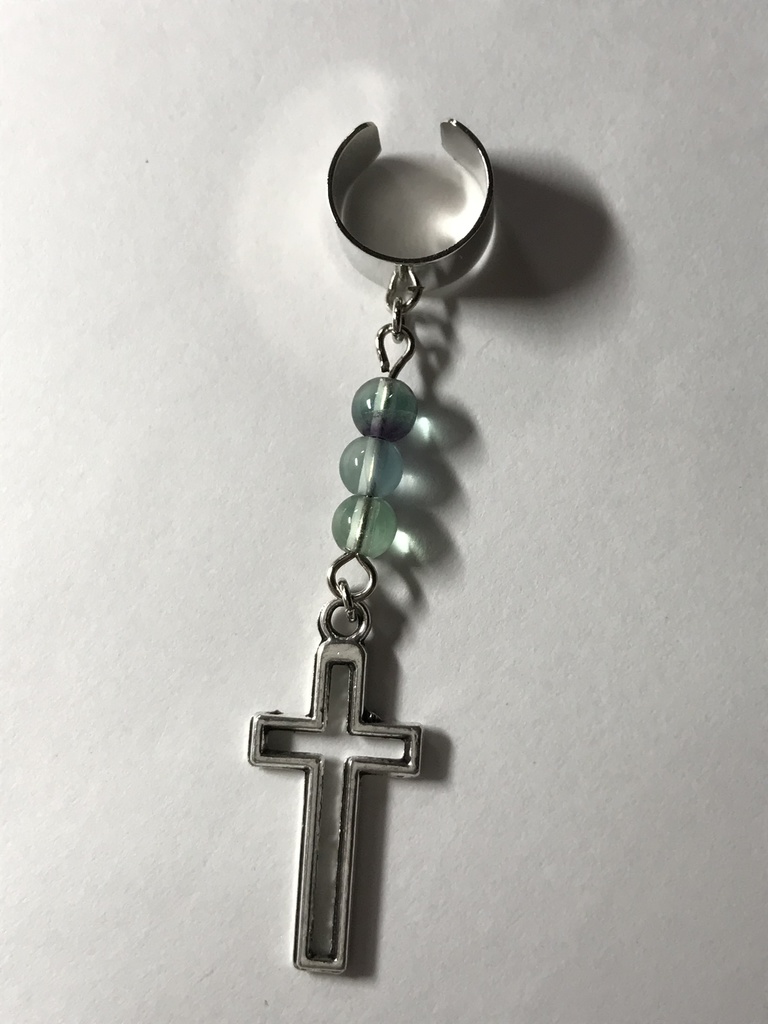 【試作品】フローライトとクロスのイヤーカフ