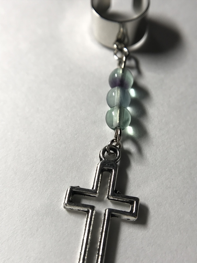 【試作品】フローライトとクロスのイヤーカフ