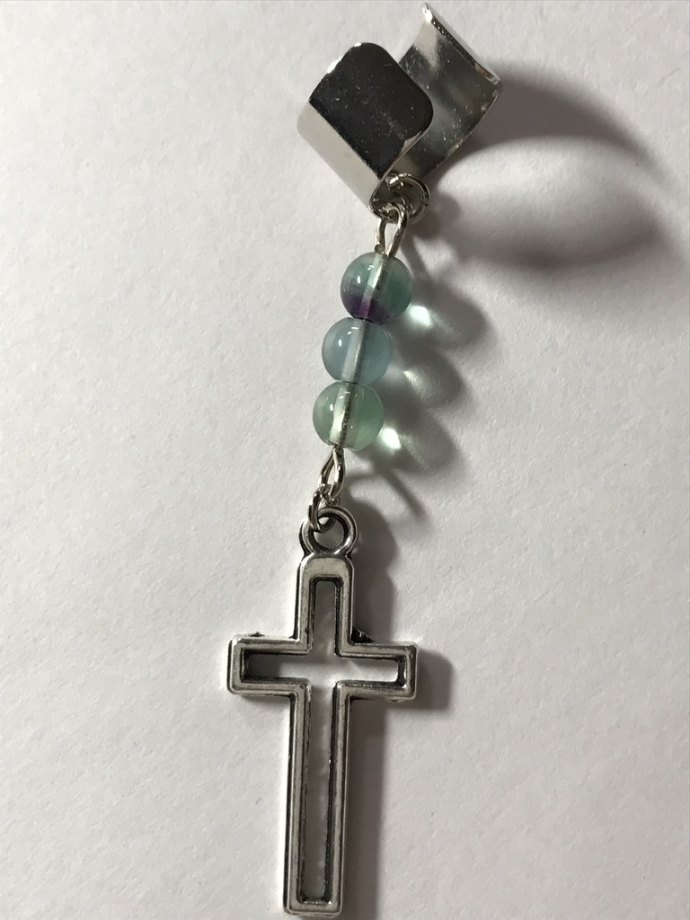 【試作品】フローライトとクロスのイヤーカフ