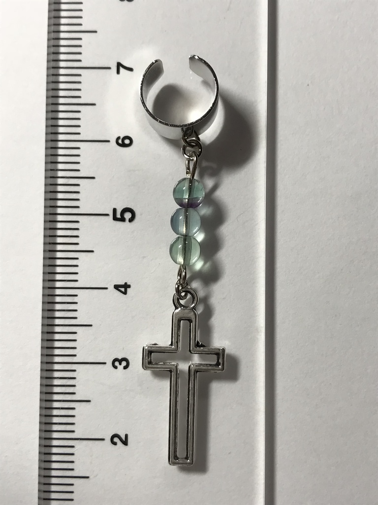 【試作品】フローライトとクロスのイヤーカフ