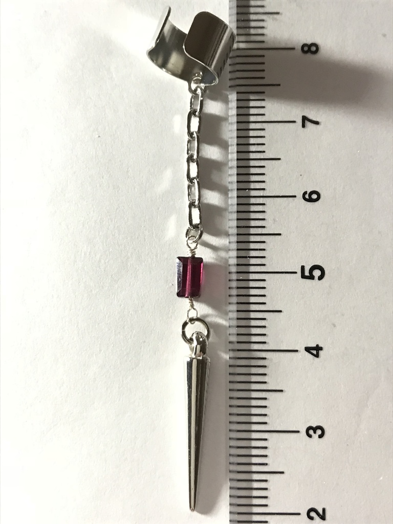 【試作品】ガーネットと鎖とニードルのイヤーカフ