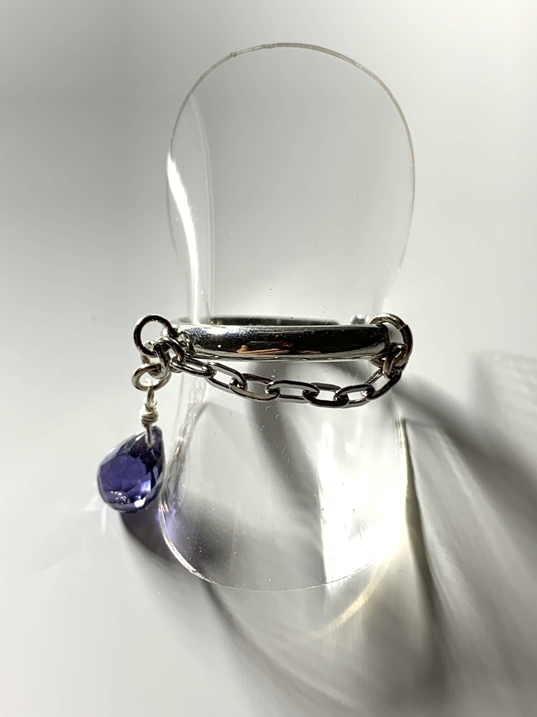 【再販】アイオライトとチェーンのリング