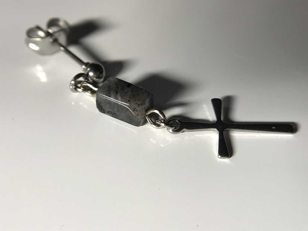 【試作品】ラルビカイトとクロスのピアス