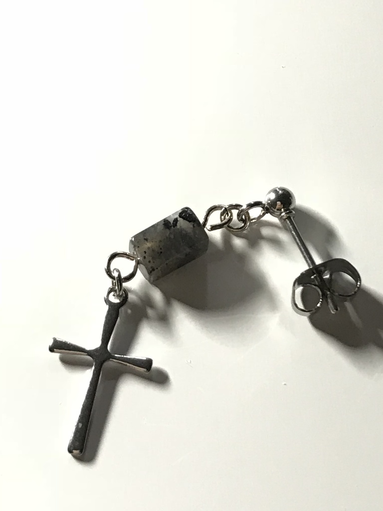 【試作品】ラルビカイトとクロスのピアス