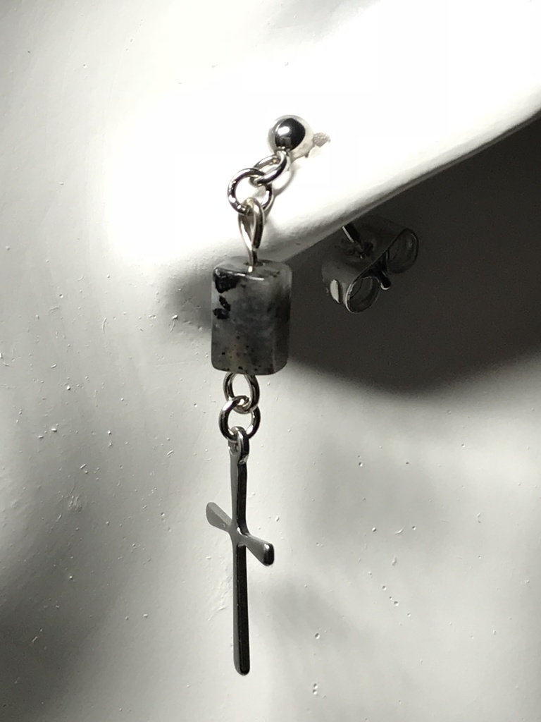 【試作品】ラルビカイトとクロスのピアス