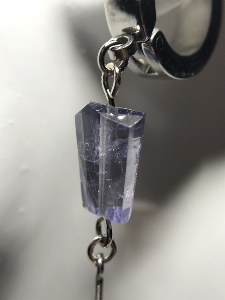 【試作品】【1個売り】アイオライトとクロスのフェイクピアス