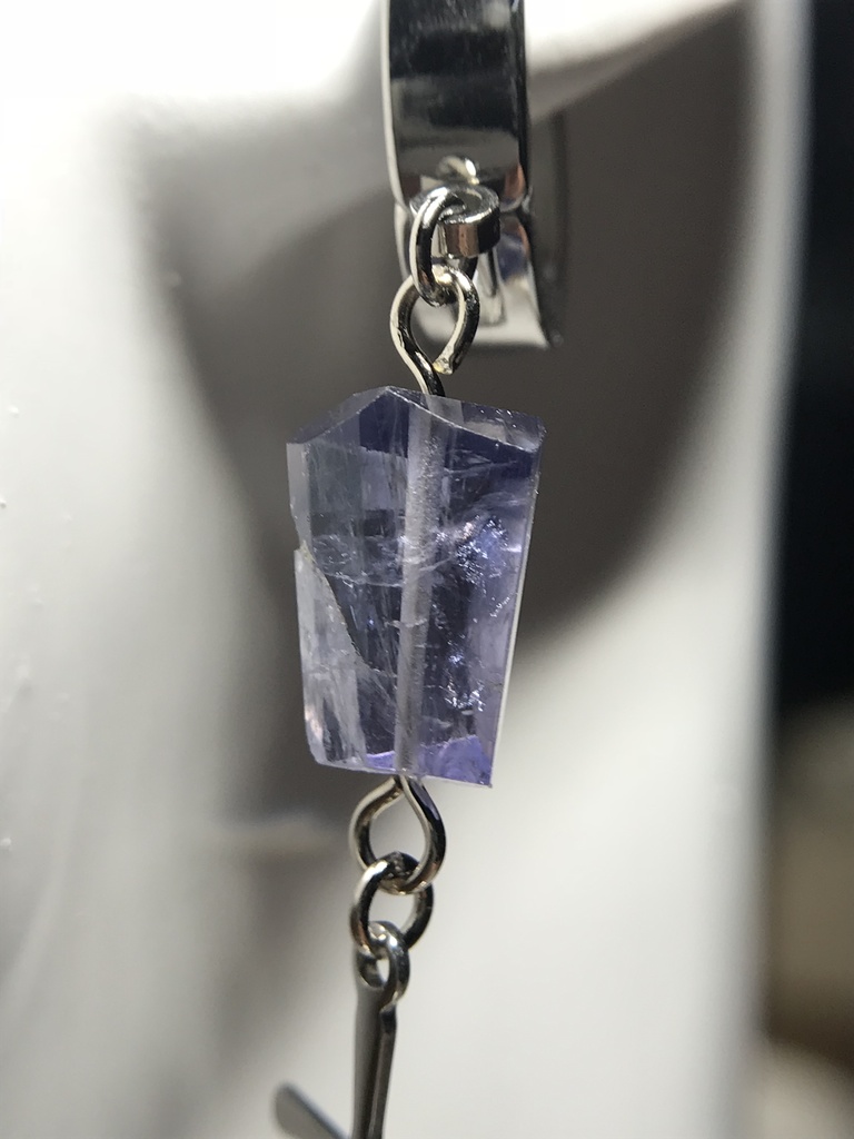 【試作品】【1個売り】アイオライトとクロスのフェイクピアス