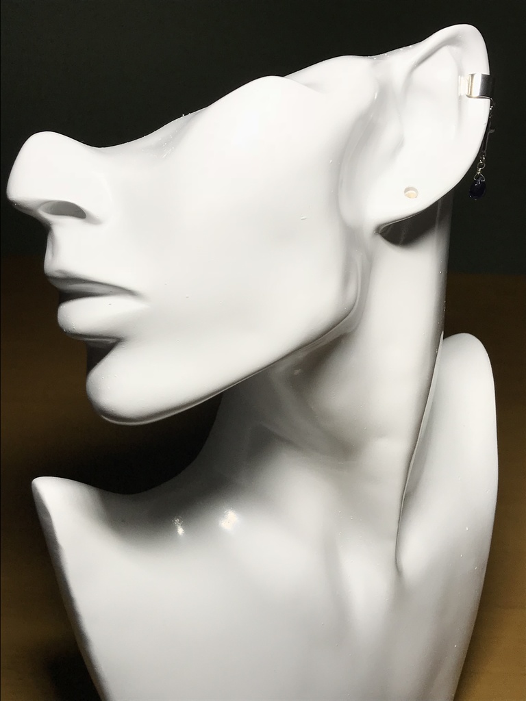 【試作品】アイオライトとクロスのイヤーカフ