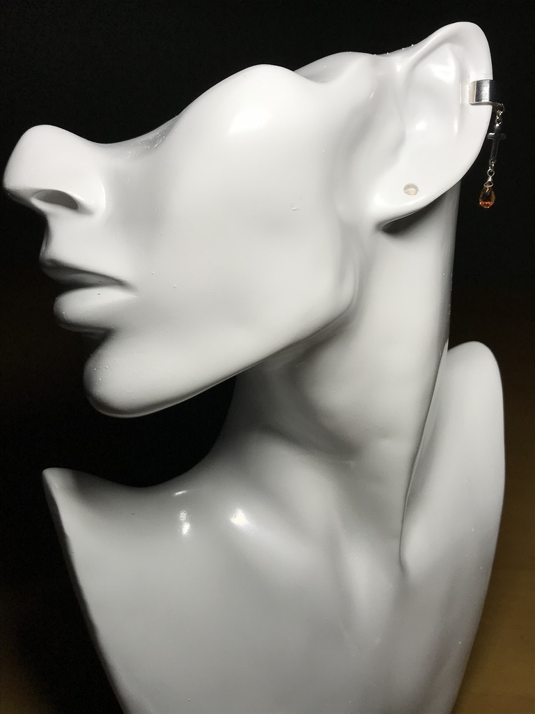 【試作品】シトリンとクロスのイヤーカフ