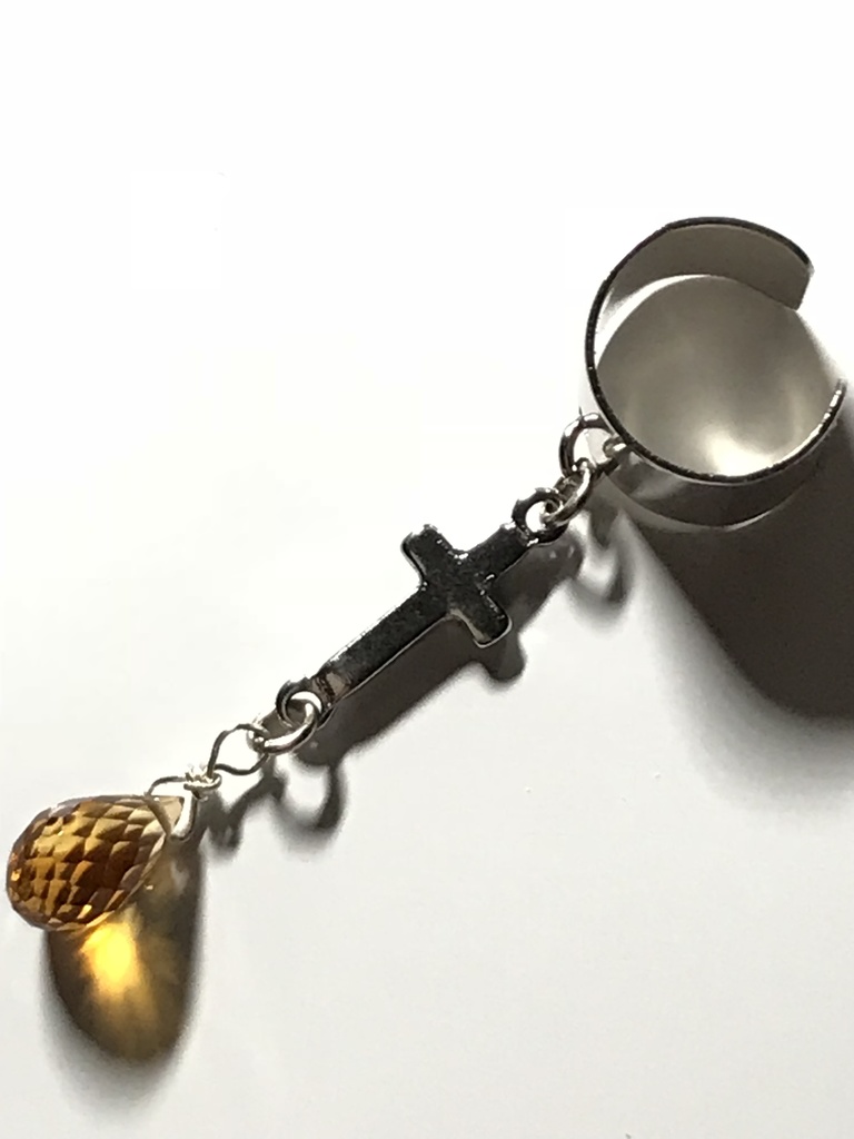 【試作品】シトリンとクロスのイヤーカフ