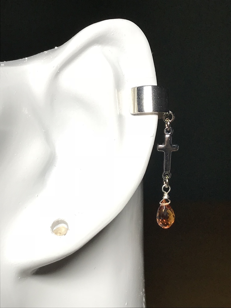 【試作品】シトリンとクロスのイヤーカフ