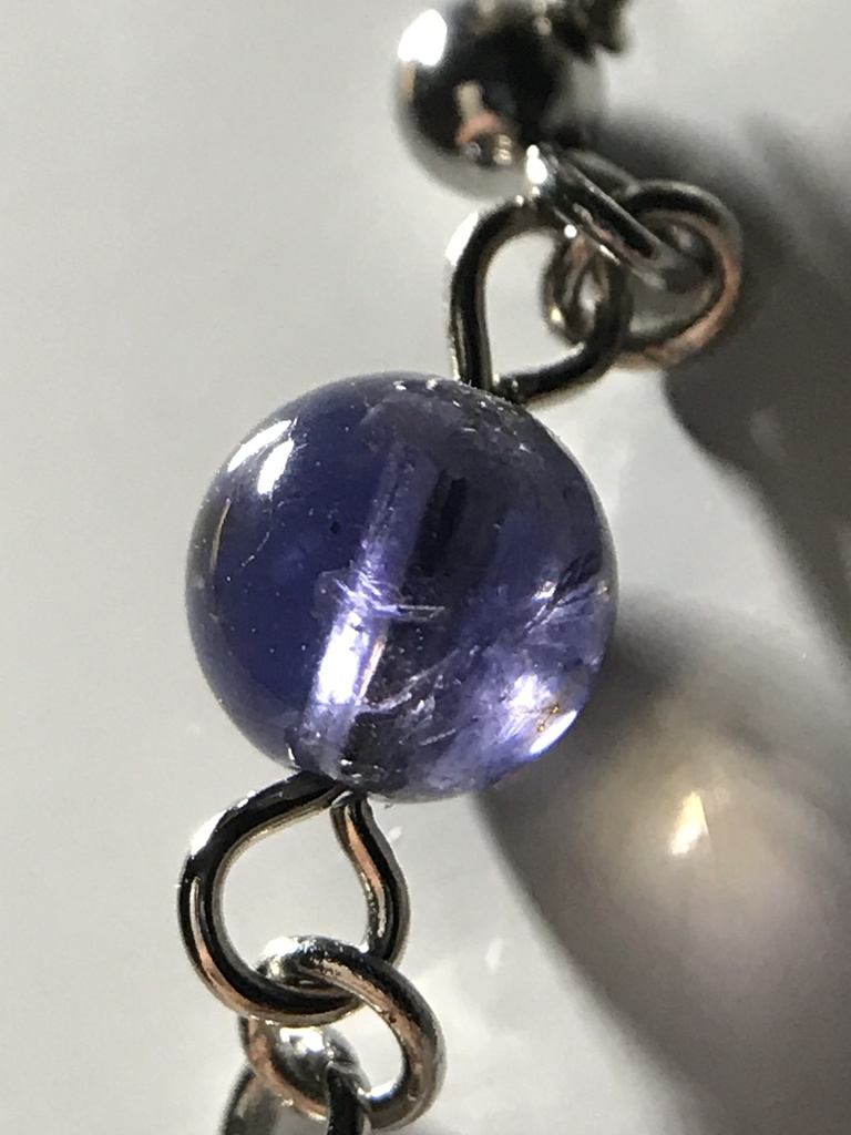 【試作品】【1個売り】アイオライトとスティックのピアス