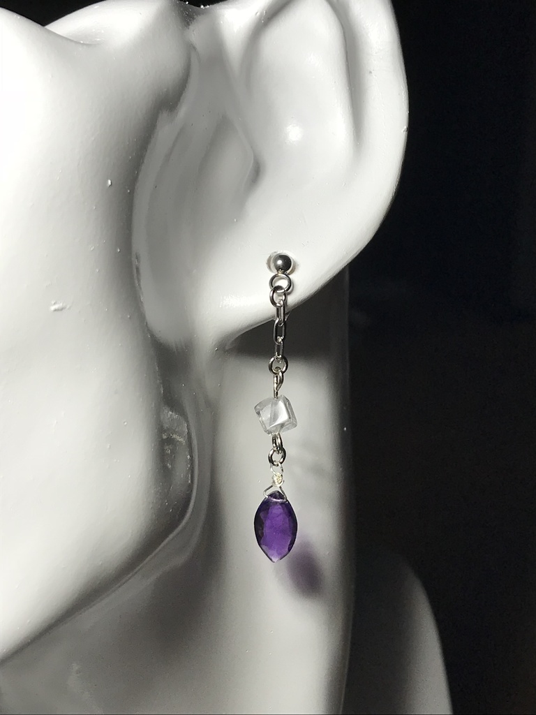 【試作品】水晶とアメジストのピアス