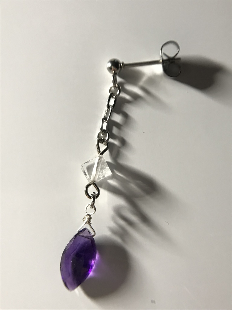 【試作品】水晶とアメジストのピアス