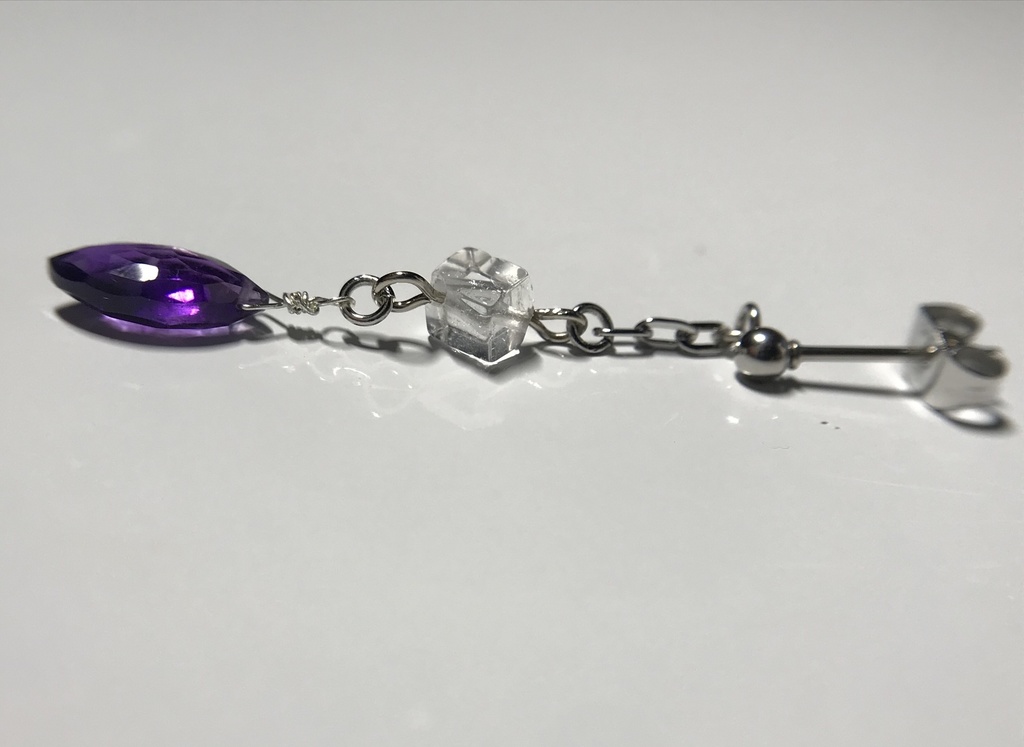 【試作品】水晶とアメジストのピアス