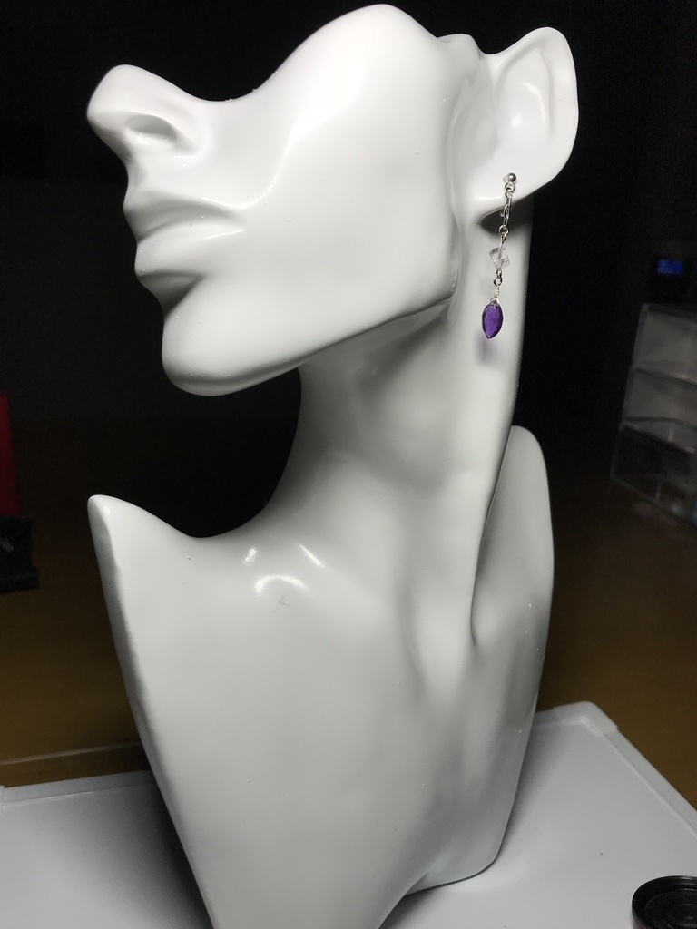 【試作品】水晶とアメジストのピアス