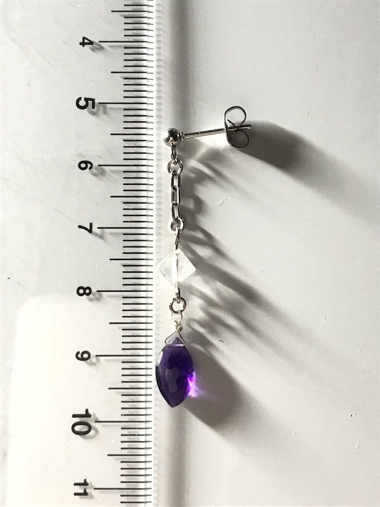 【試作品】水晶とアメジストのピアス